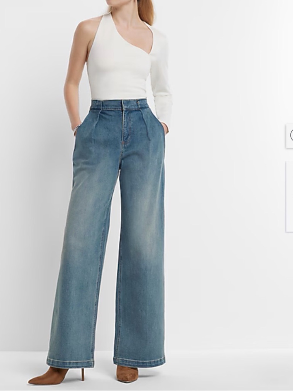MOTHER High-Waisted Wide-Leg Jeans in Light Blue Wash